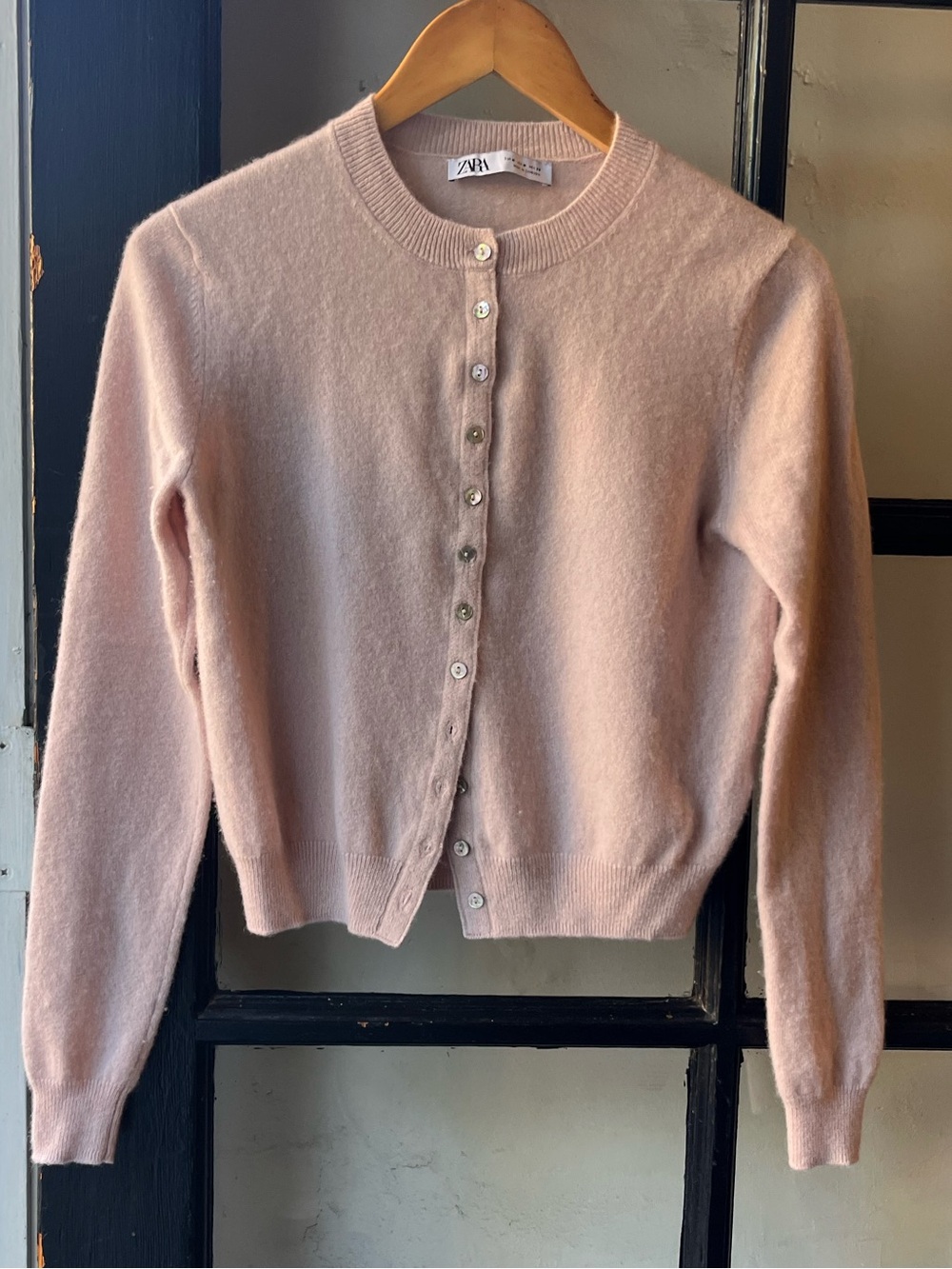 Sweet Mauve Blush Pink Zara Pure Cashmere Cardigan Sweater